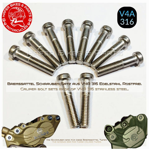 Edelstahl Bremssattelbolzen / Ducati Brembo gold Bremssättel vorne hinten Monster S1x10