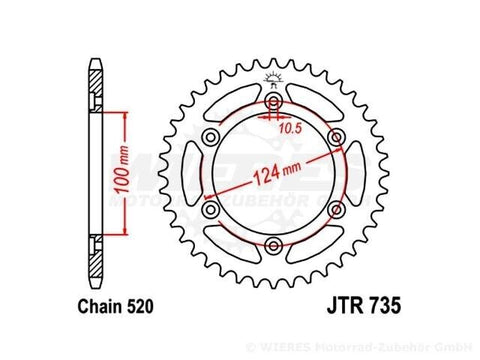 JT rear sprocket JTR 735 - 37Z Ducati 750 SS 851 SP 900 Super 888 Monster S27 